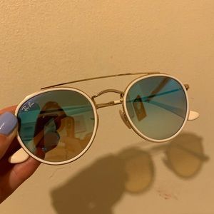Ray-ban white double bridge blue lens sunglasses